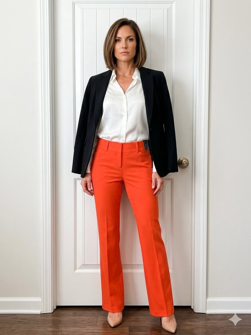7th Avenue NY & Co Orange Straight-Leg Dress Pants